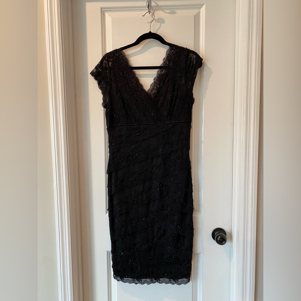 Lace sequin stretchy black dress. Size 10